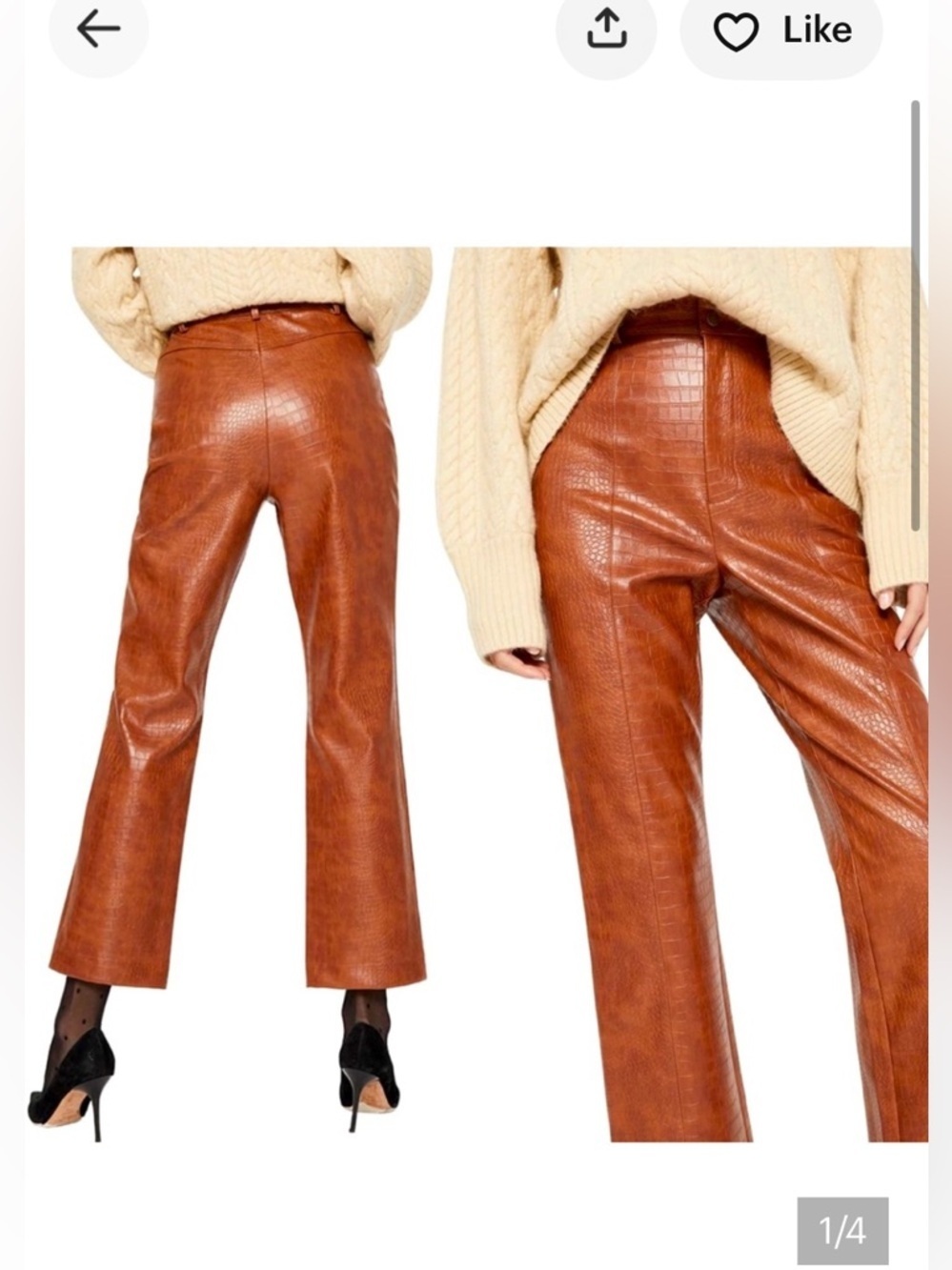 Nwot Bardot Faux Croc
Leather Pants Brown XL $175 revolve spring party - Picture 3 of 14